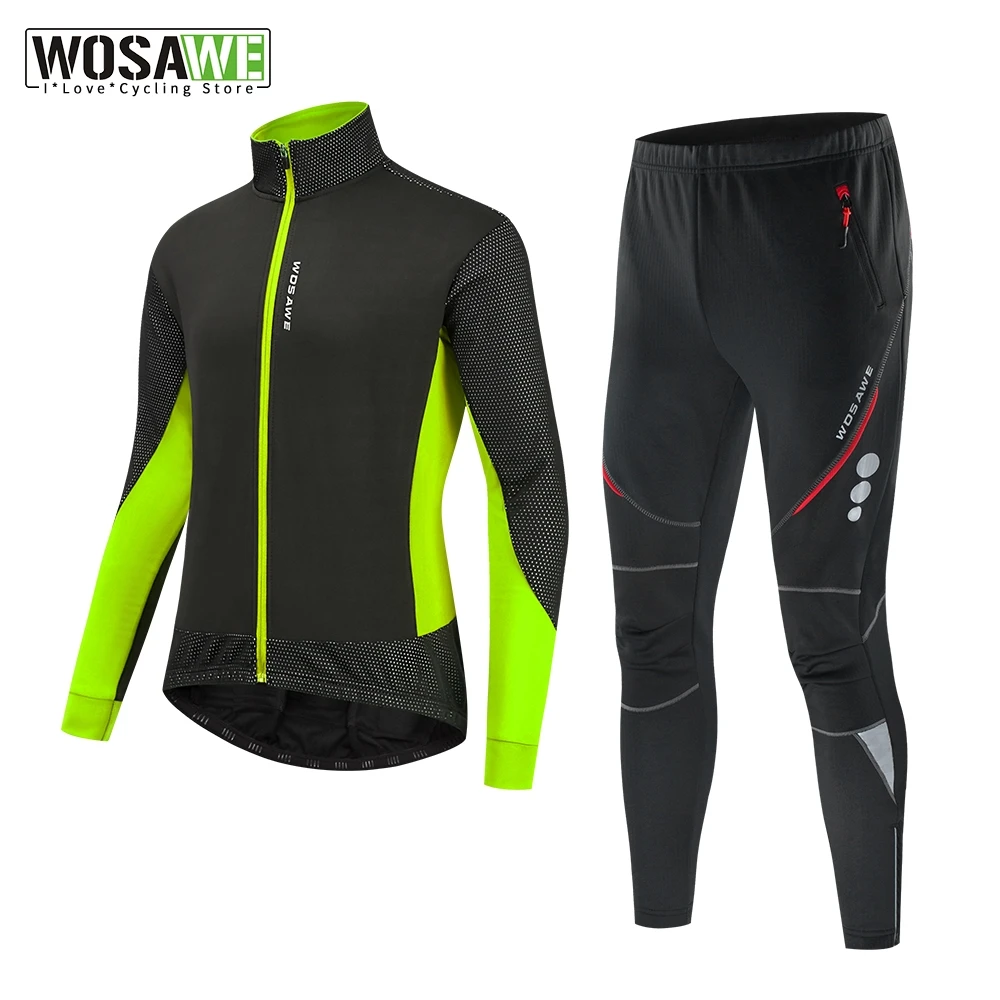 

WOSAWE Зимняя Теплая Флисовая велосипедная одежда, женский водонепроницаемый ветрозащитный светоотражающий велосипедный комплект из Джерси,...