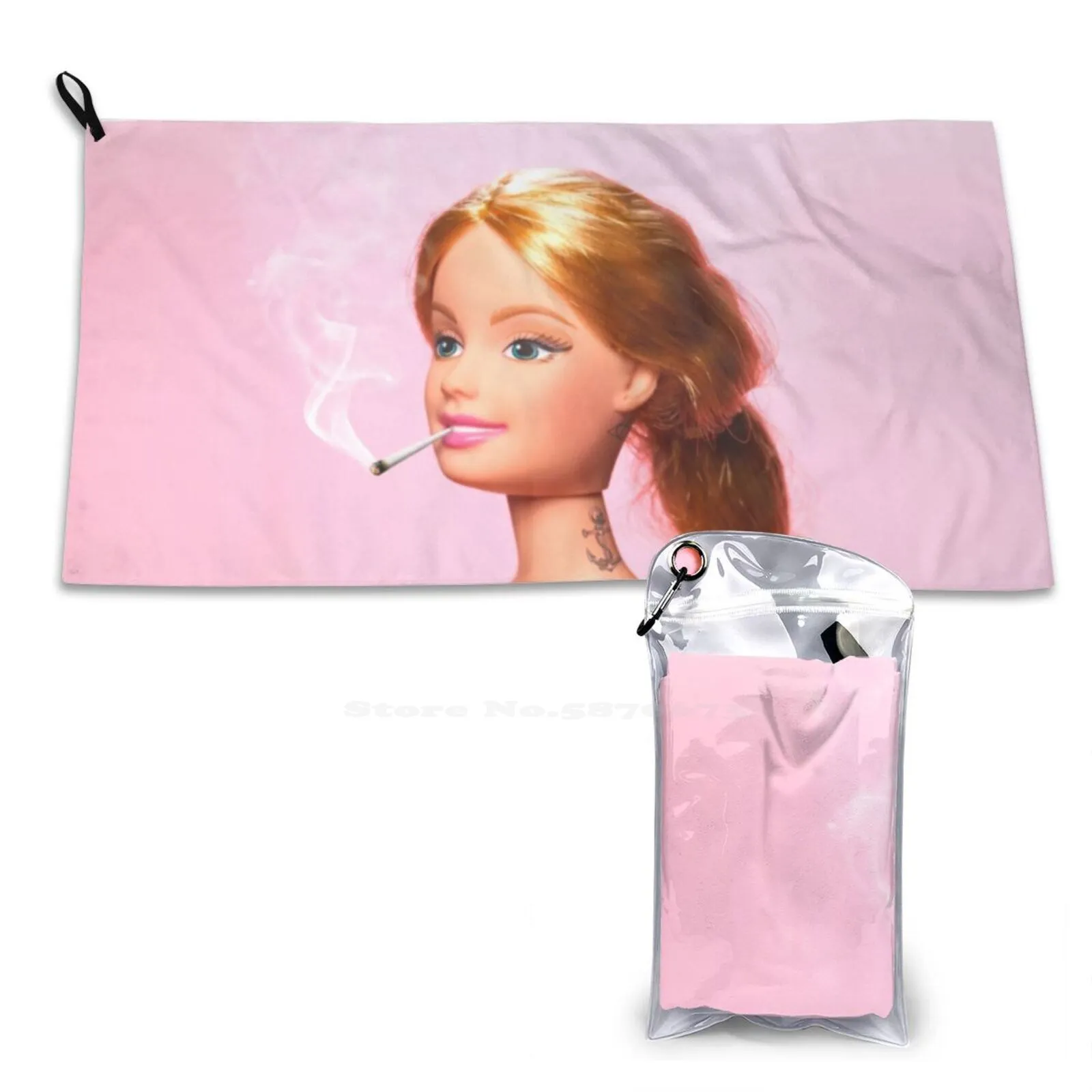 Quick Dry Doll Tattoo Fun Humour Pink Contemporary Pop Art Minimalism Surrealism Girl