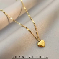 south korea new fund designs titanium steell heart condole pendant necklace to be female vogue temperamental girl jewelry