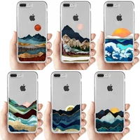 mountain sunset scenery phone case for iphone 11 12 13 mini pro xs max 8 7 6 6s plus x 5s se 2020 xr clear case