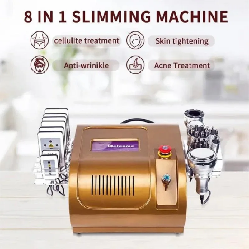 Портативный 40K 8 в 1 кавитационный вакуумный корпус Контурирование Lipolasar