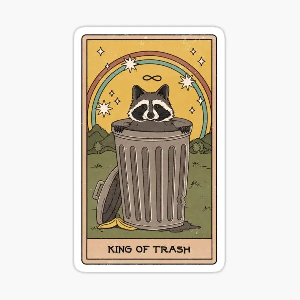 

King Of Trash 5PCS Stickers for Art Cute Living Room Funny Decor Decorations Home Background Water Bottles Window Car Cartoon