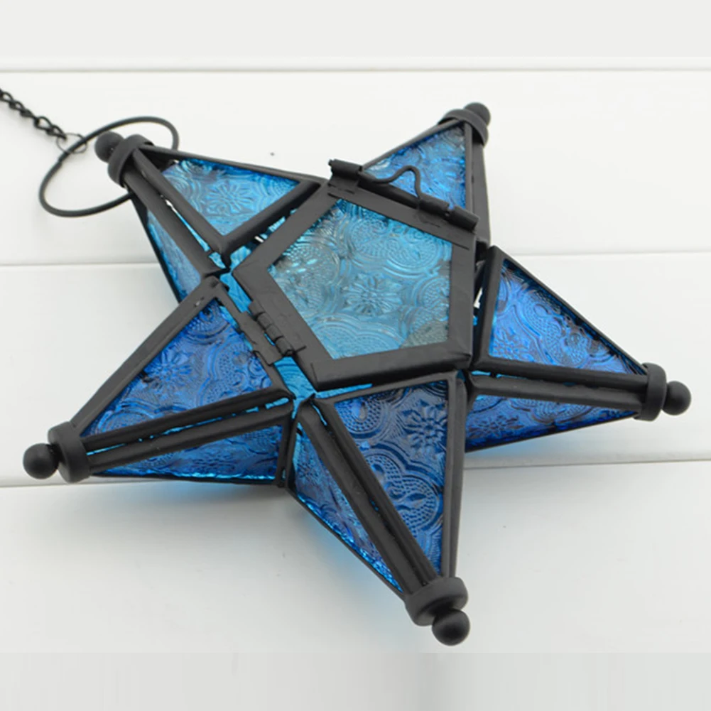 

Красочное стекло, украшение для дома, подвесной светильник в форме звезды, держатель для чайного освещения в марокканском стиле для дома и у...