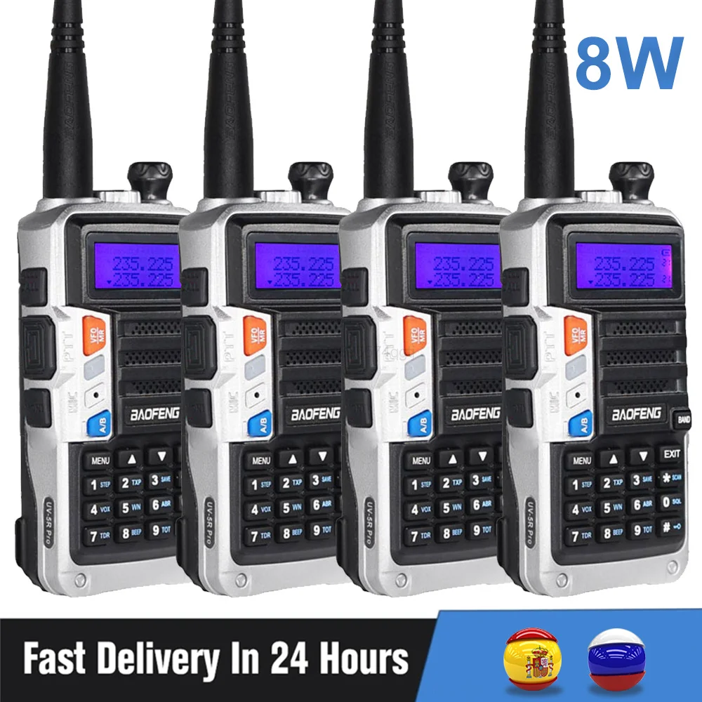 

Мощная рация BaoFeng UV5R PRO 8 Вт, 4/3 шт., двухстороннее радио дальнего действия 10 км, улучшенный приемопередатчик FM с тройным диапазоном