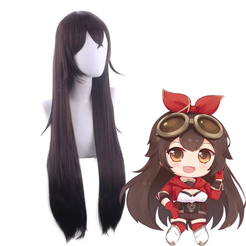 Оригинальный парик Бога косплей Анбо коричневый с длинными волосами две стороны