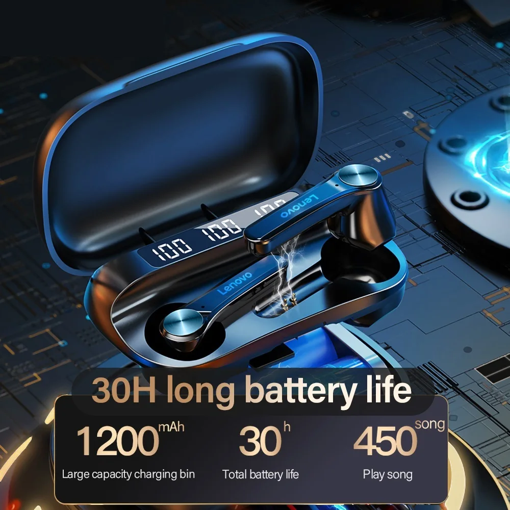 

Lenovo QT81 TWS Wireless Headphone Stereo Sports Waterproof Earbuds Headsets with Microphone Bluetooth Earphones HD Call 1200mAh