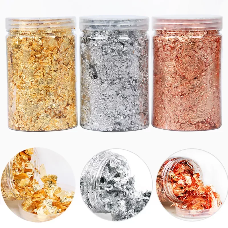 

3/4/5/10g Shiny Gold Leaf Flakes Sequins Glitters Confetti for Painting Arts Nail Art Foil Decorative Paper Resin Mold Fillings