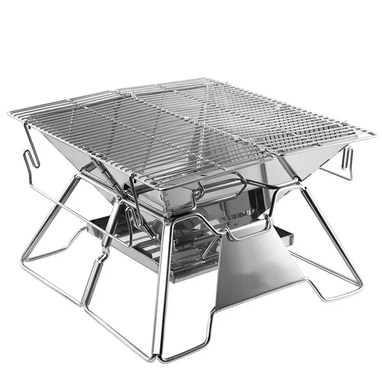 

Portable Folding BBQ Grill Stove Camping Barbecue wood Stove 34x35cm