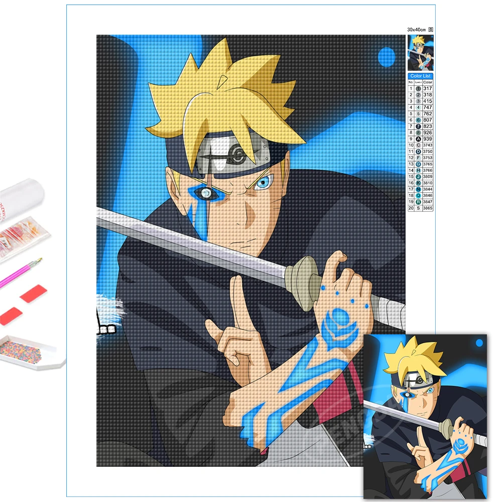 

Classic Anime Wall Art Naruto 5D DIY Full Diamond Painting Uzumaki Boruto Beadwork Embroidery Rhinestone Cross Stitch Home Decor