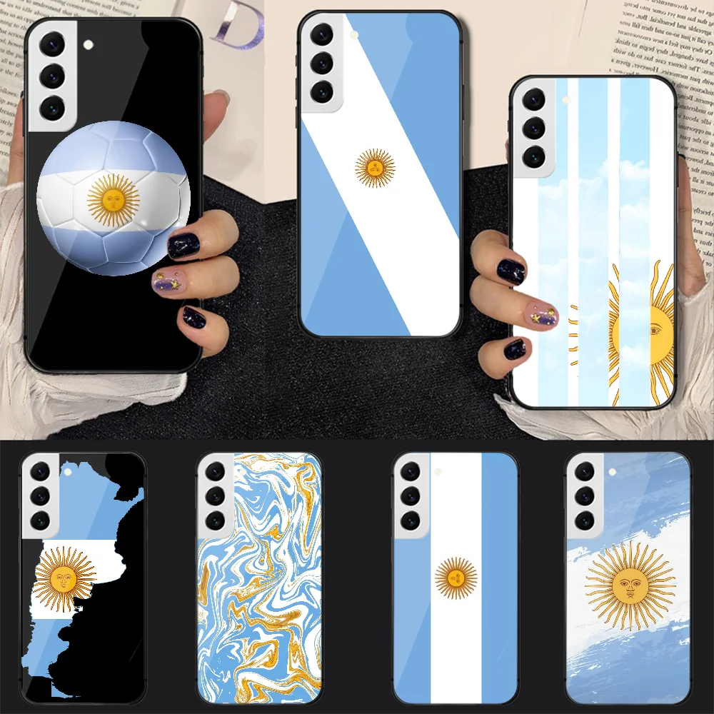 

Argentina Flag Blue White Sun Tempered Glass Phone Case Cover For Samsung Galaxy A S 9 12 13 20 21 22 32 33 Fe 5G Plus Ultra
