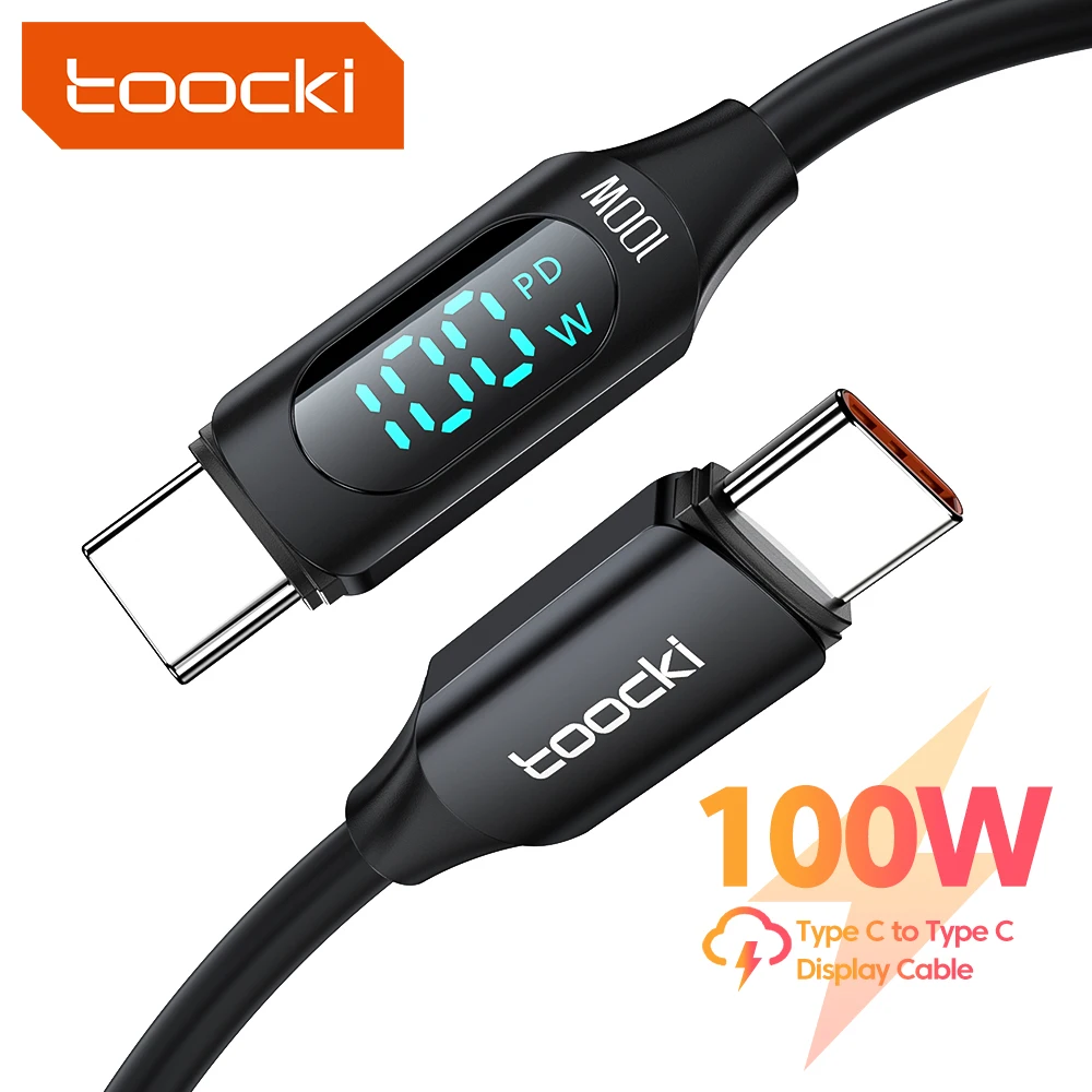 Toocki 100W Type C to Type C Cable PD Fast Charging Charger USB C to USB C Display Cable For Xiaomi POCO f3 Realme Macbook iPad