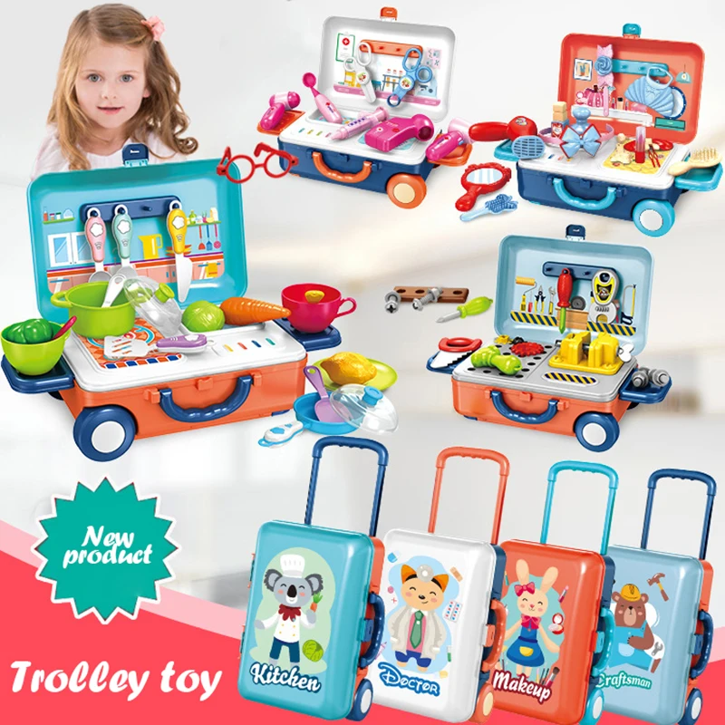 

Children's Play House Makeup Gift Set Portable Tools Kitchen Toys Simulation Kitchen Cut Fruits Vegetables Educational Toys