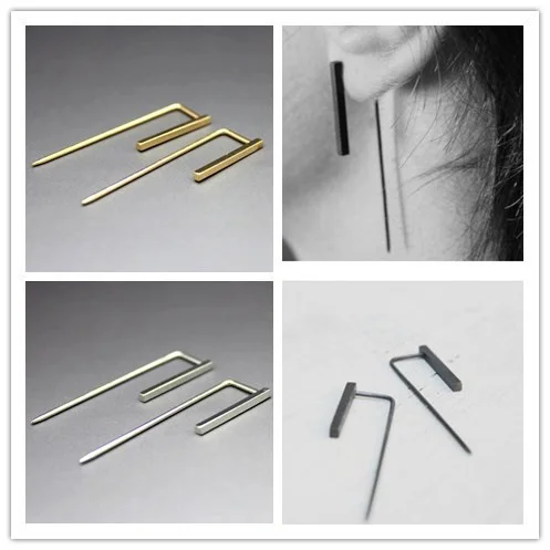 

Fashion accessories fashion new punk copper casting geometric L-shaped long needle Earrings 1109