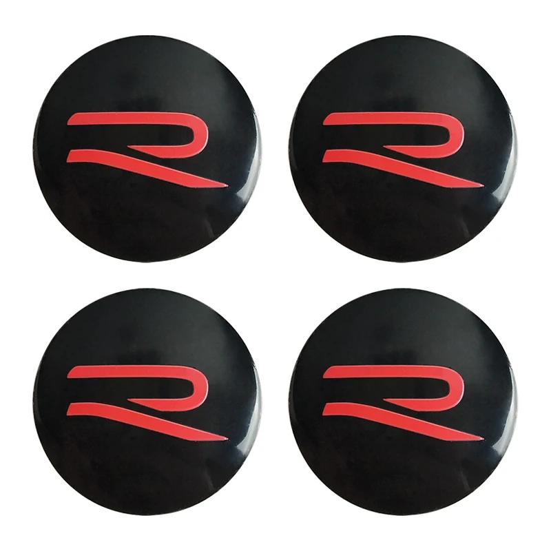 

4 шт., 60 мм, алюминиевый значок с логотипом R, колпаки для центральной ступицы колеса автомобиля, наклейки для VW Volkswagen, Стайлинг автомобиля, наклейки на ступицу колеса, аксессуары