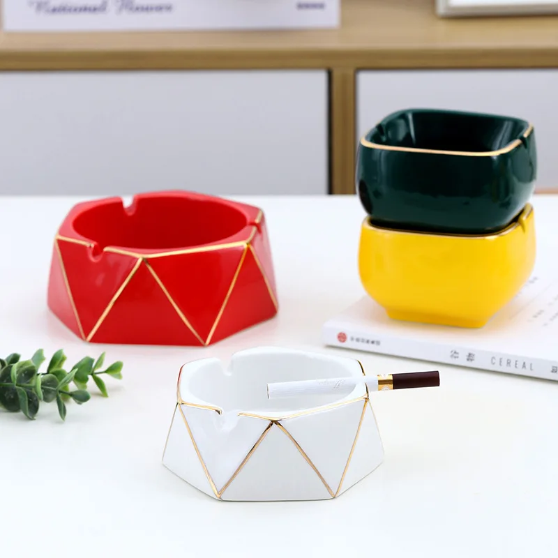

Декоративная пепельница в скандинавском стиле для гостиной, керамическая пепельница с геометрическим дизайном для креативного дома и офис...