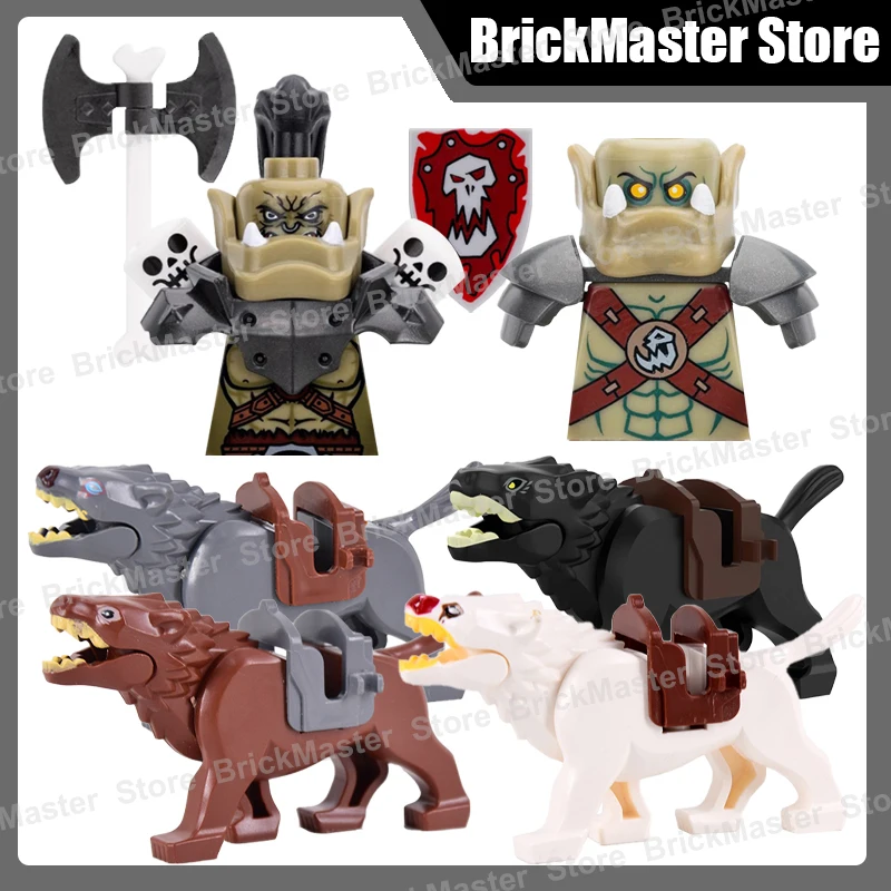 Средневековый военный солдат Орка фигурка волка строительные блоки монстр воин