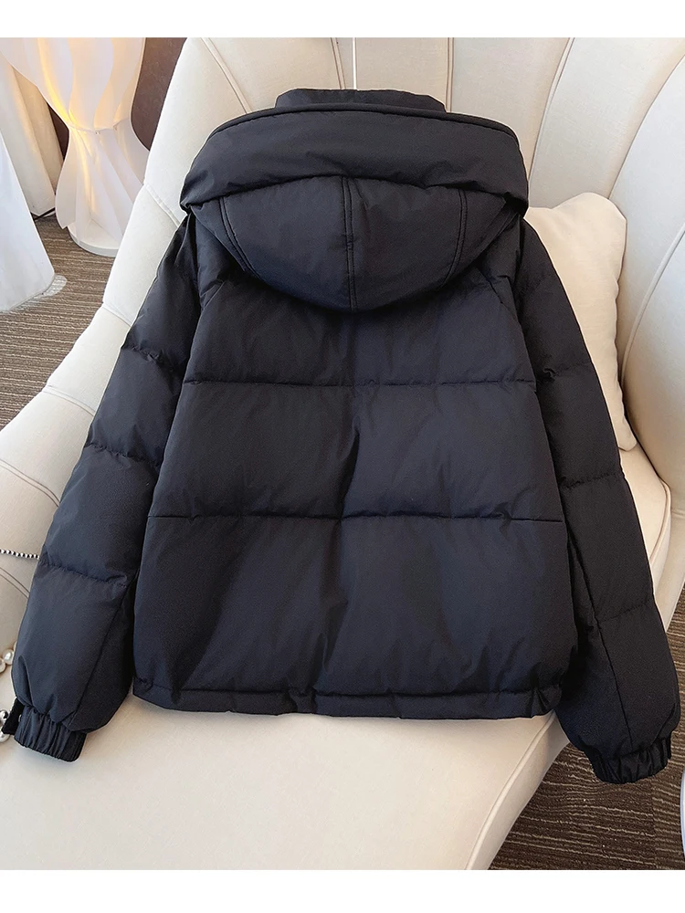 Черный дизайн Sense Hood Короткий пуховик женский 2024 зимняя новая популярная