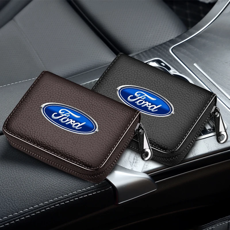 

Man Genuine Leather Bag Business Card Holder Wallet For Ford Focus Mondeo MK1 MK2 MK4 MK3 Fiesta ST Line Transit Escape Fusion