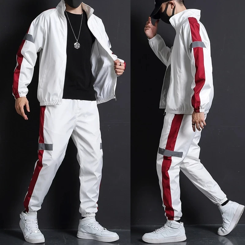 

Men Jacket Tracksuit Casual Sports Suit Men's Fashion Spring 2022 New Two Pieces Set Mens Sportswear Plus Size Jacket Pants Suit