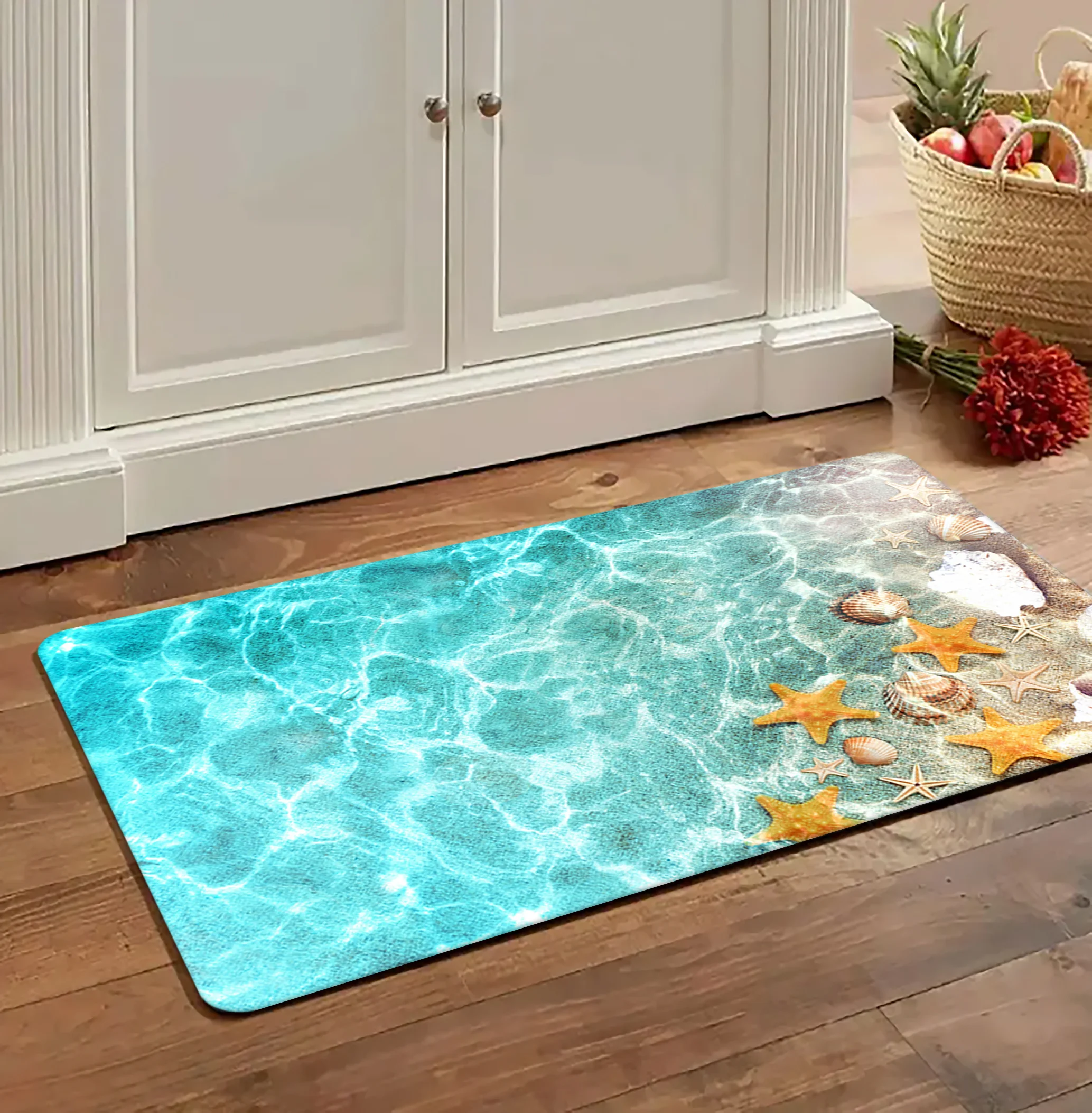 

Напольный коврик для кухни с морскими звездами, нескользящий декоративный мат для входной двери, длинные коврики для прихожей и балкона, прикроватная Накладка для ног для спальни