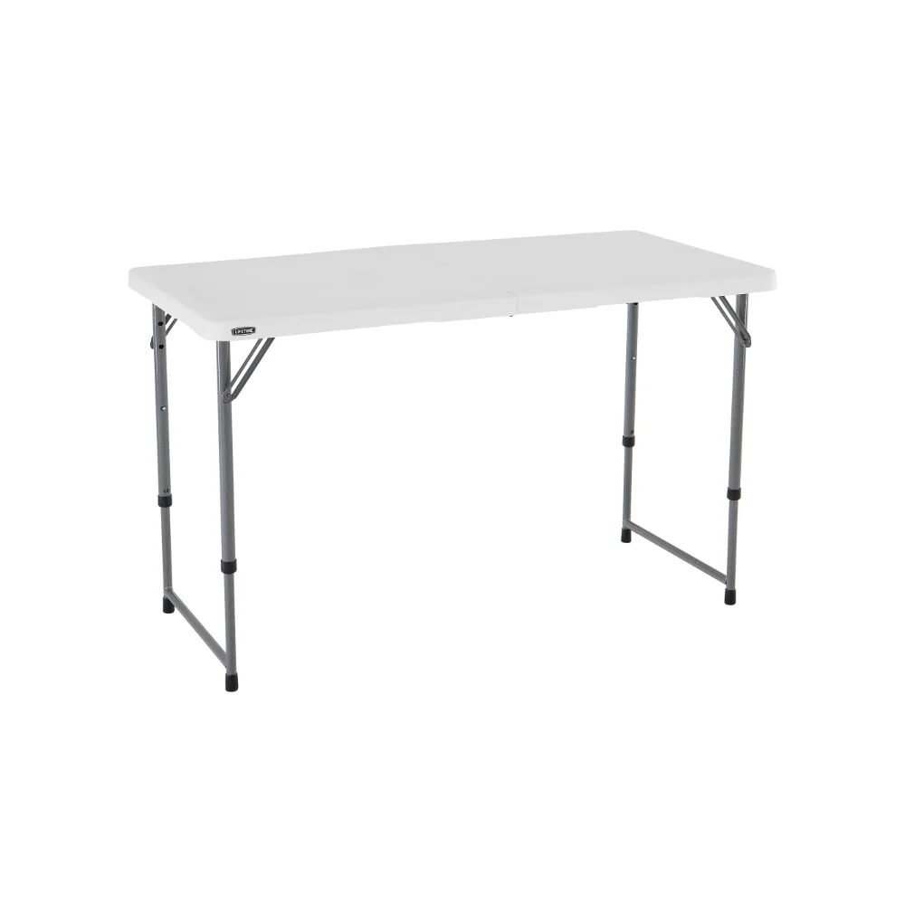 4 ft. Fold-in-Half Adjustable Table, White Granite (4428) outdoor patio furniture