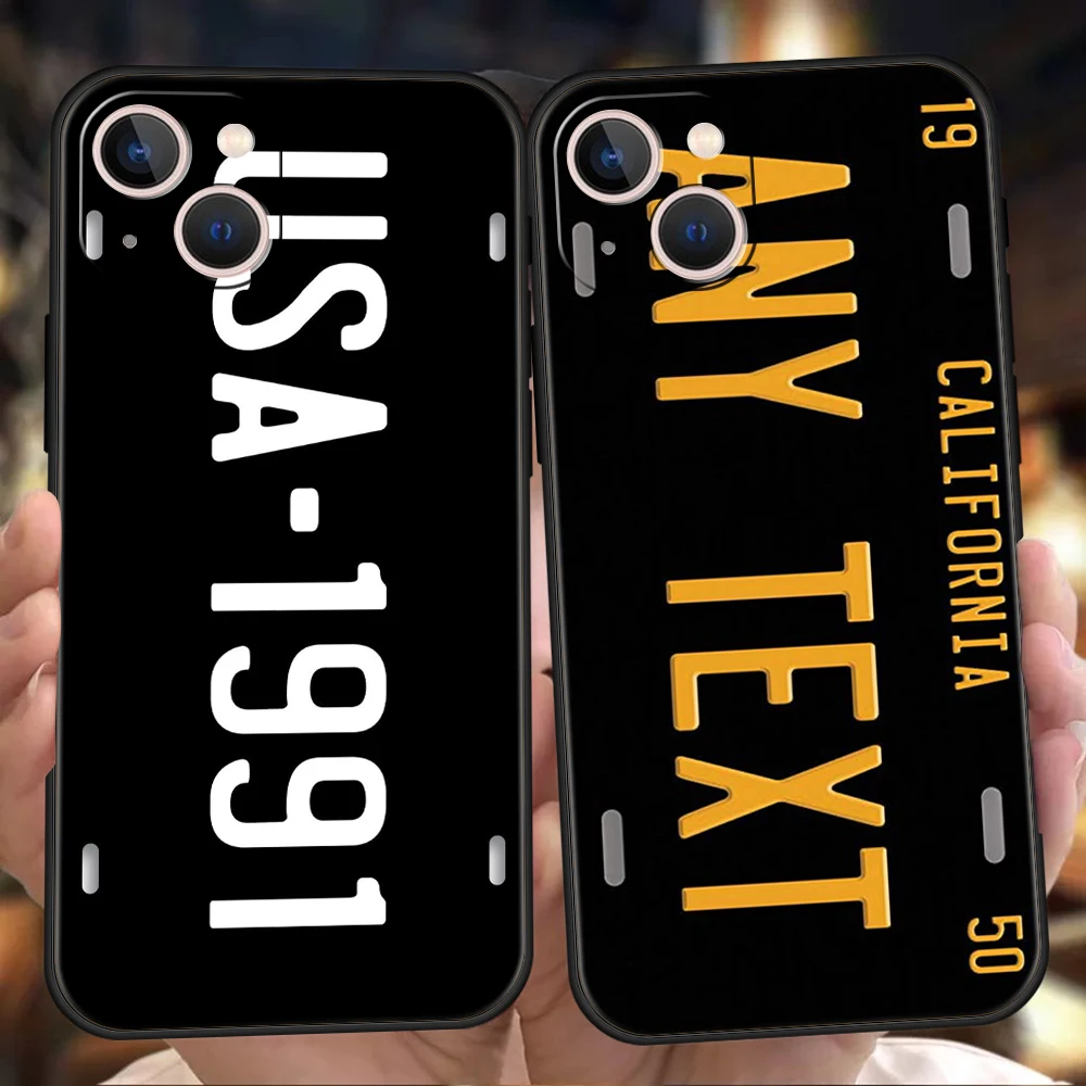 

Retro Funny License Plate Number Phone Case Cover for iPhone 14 13 12 11 Pro Max 7 8 Plus XR XS X SE 2020 13 Mini Silicone Shell