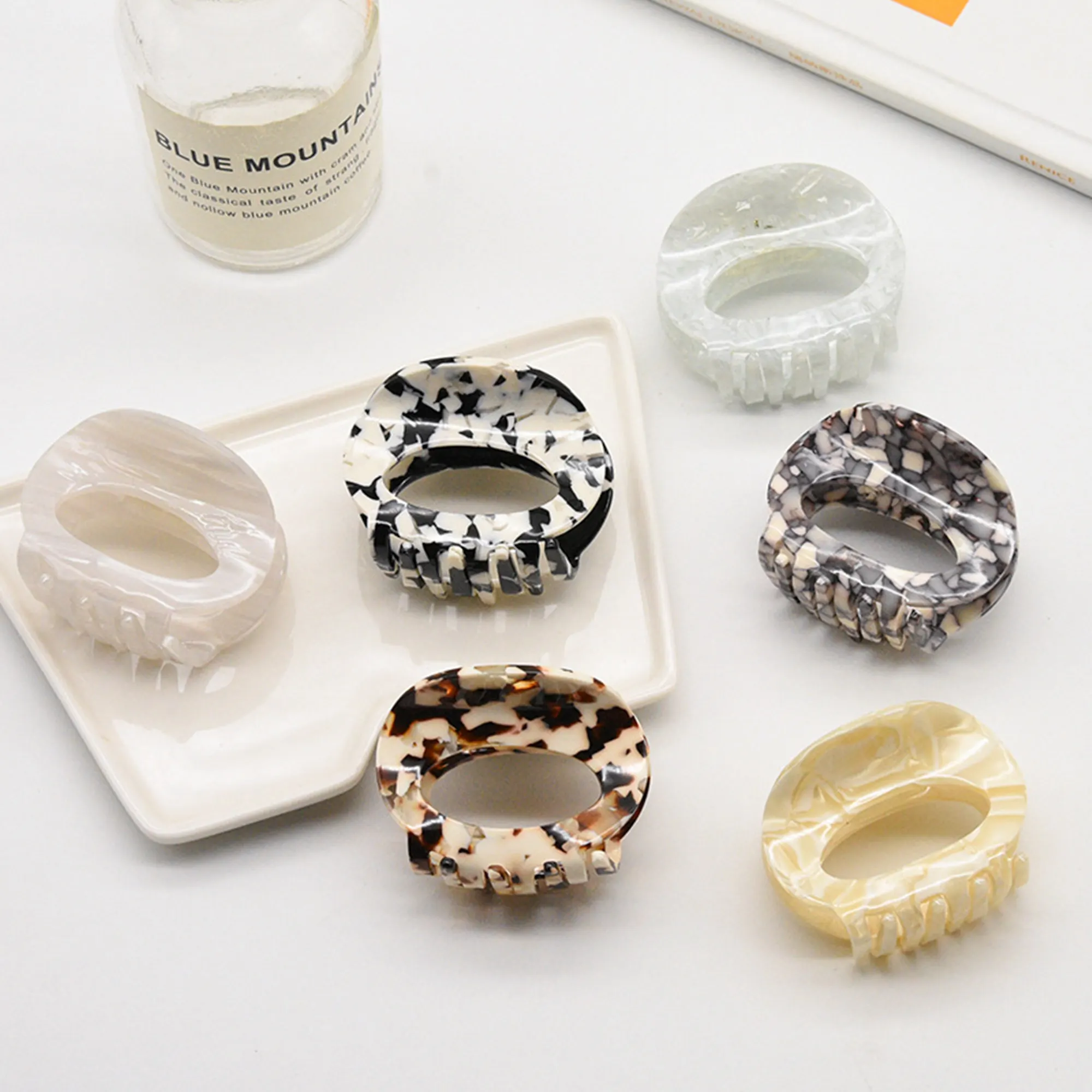 

1pcs/lot 5.5cm new round acetic acid shark clip medium size back hair clip diy hair accessories