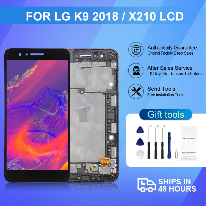 Дисплей 5,0 дюйма X210 для LG K9 2018 ЖК-панель с сенсорным экраном, дигитайзер X2 X210HM X210K в сборе, бесплатная доставка с инструментами, 1 шт.