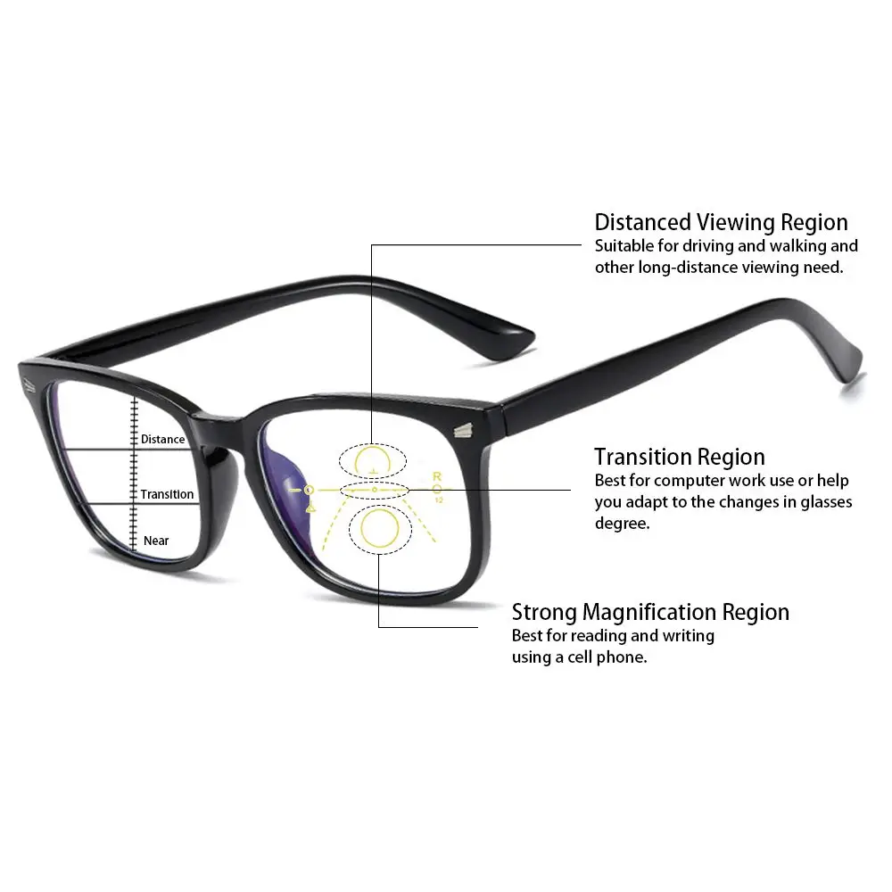Квадратные многофокальные прогрессивные очки для чтения мужские Модные