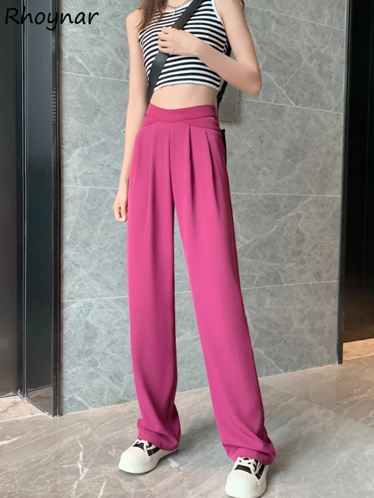 

Casual Wide Leg Pants Women Hollow Out Sexy Sheer Брюки Женские Young Prevalent Students Soft Летние Loose Gentle Ulzzang Daily