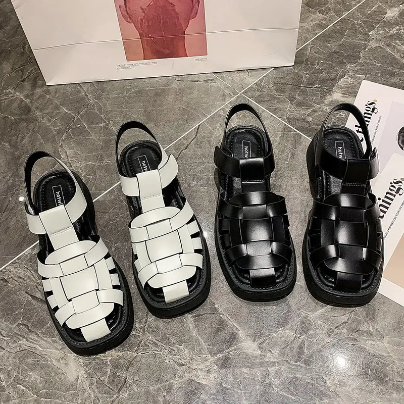 

2022 New Summer Sandals Women's Casual Trend Platform Low Heel Elegant Beach Fashion Gladiator Weave Comfort Free Shipping