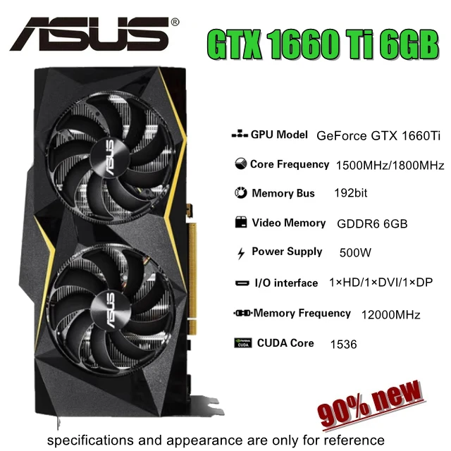 Игровые видеокарты ASUS TUF GTX 1660 TI 6 ГБ GTX1660Ti GPU графическая карта |