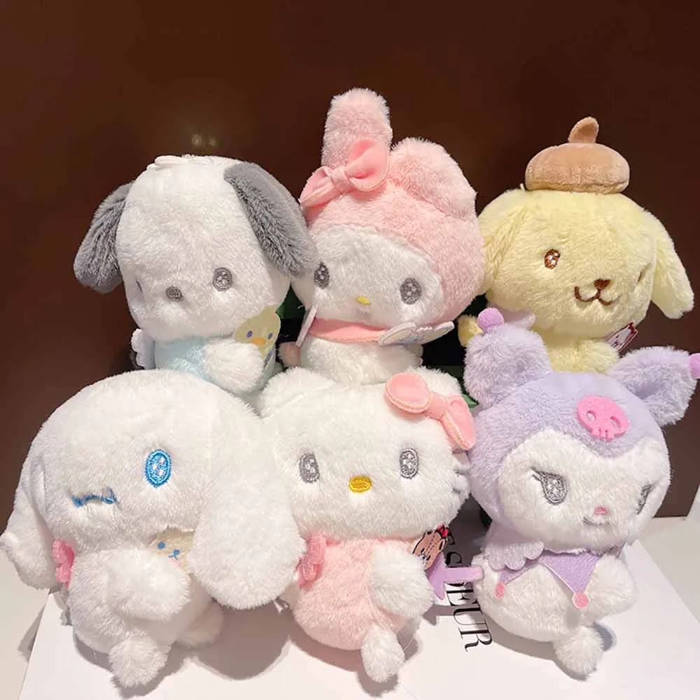 

Kawaii Sanrio Angel Plush Pendant Kuromi Kitty Melody Purin Cinnamoroll Plush Keychain Backpack Ornament Kids Girl Birthday Gift
