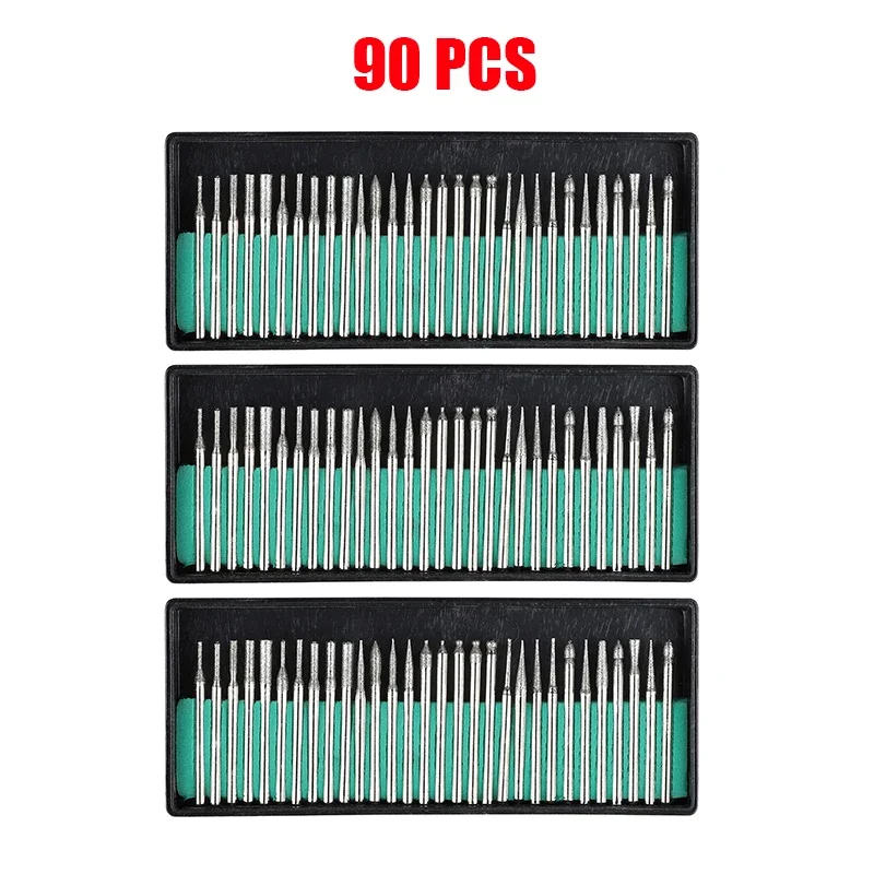 

Алмазные сверла для заусенцев, сверло из стекла и металла для Dremel Craftsman, вращающийся инструмент, 1/8 дюйма (3 мм), хвостовик w/коробка, 90 шт.