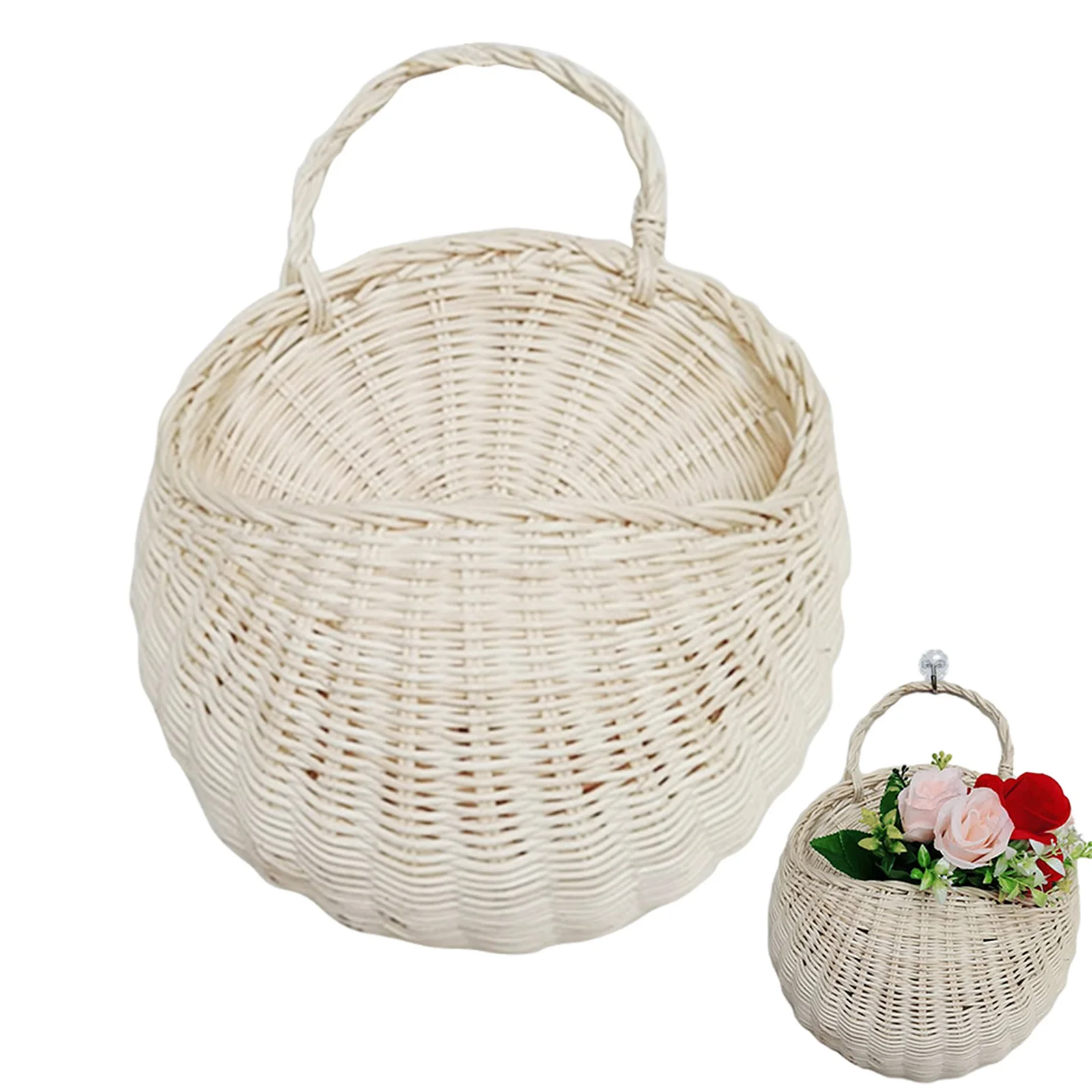 

Basket Hanging Basket Rattan Storage Wall-mounted White 1pcs Cabinet Flower Basket Hand-woven Hanging Basket None