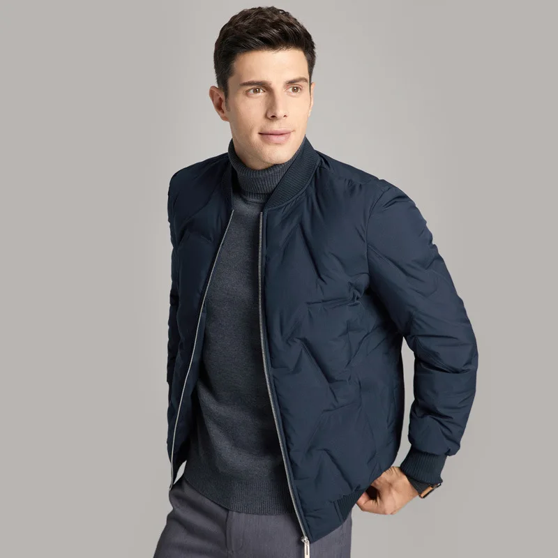 LUCLESAM Men's Baseball Collar Down Jacket Simple Coats New Winter Down Jackets Business Casual Male Coat Fashion Basic Tops