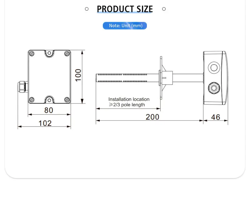 Канальный тип LEFOO IP65 4-20 мА датчик детектора углекислого газа CO2 контроля