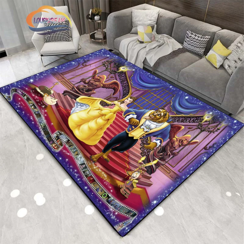 

Rose and Beast Rug Beauty and Beast Cartoon carpet Living room and bedroom large area decorative Girl room carpet
