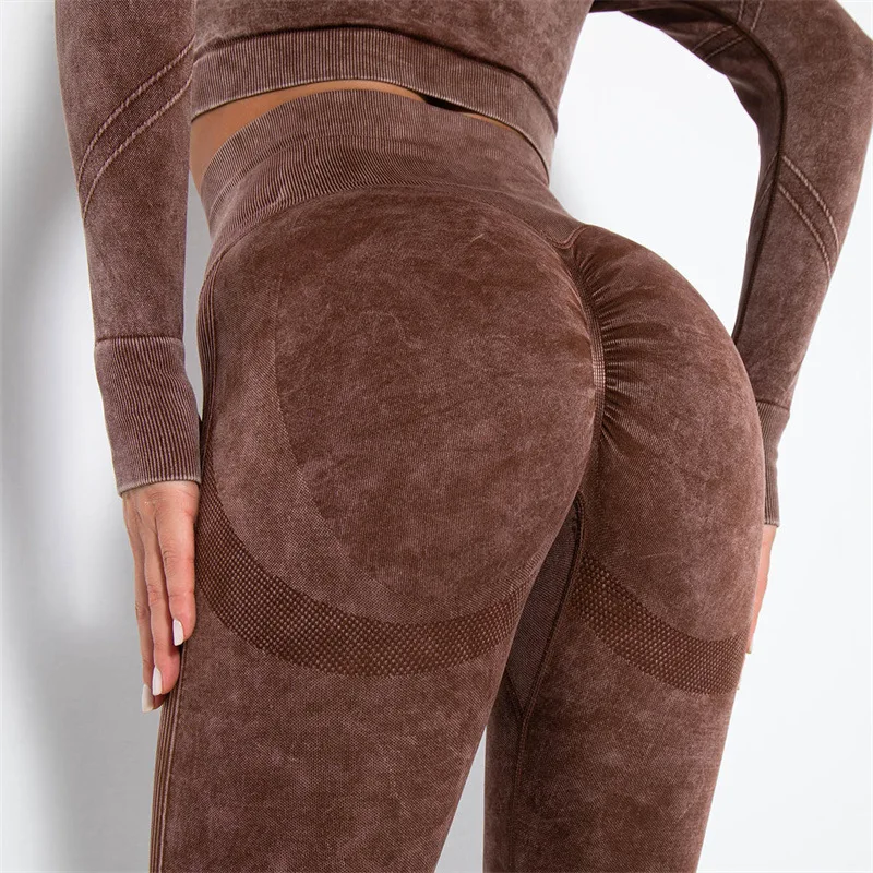 

Seamless sexy peach hip wicking yoga pants tie dyed exercise workout pants leggings