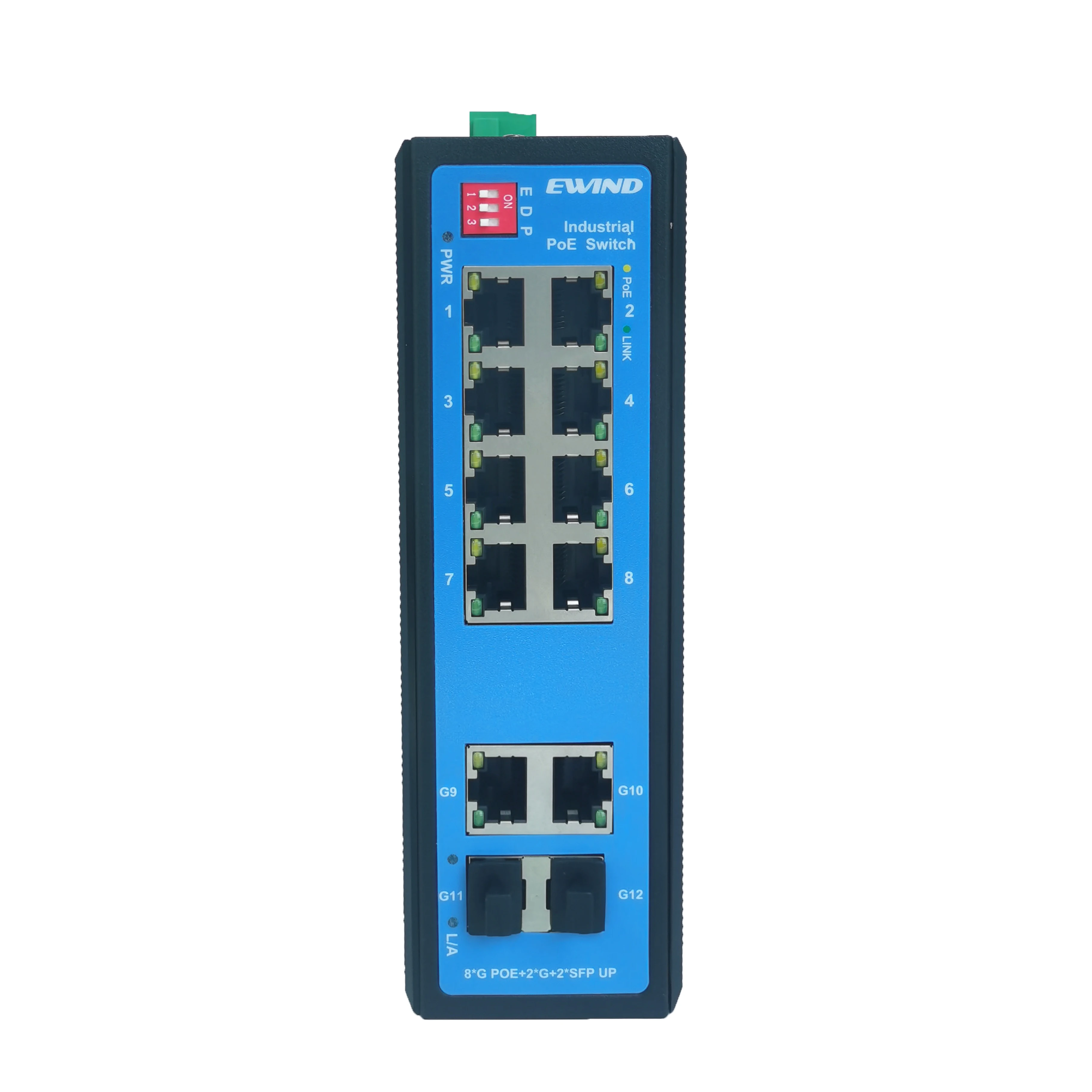 

EW-PIS1812-8GE Unmanaged Combo Ethernet Switch Module 1000mbps Industrial Gigabit 8 Port CCTV POE Switch