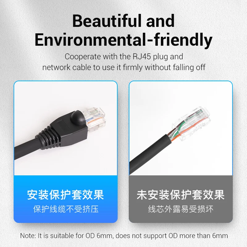 Vention RJ45 Защитные колпачки для коннекторов Ethernet разъемов 100 шт. для кабелей CAT5E/6.