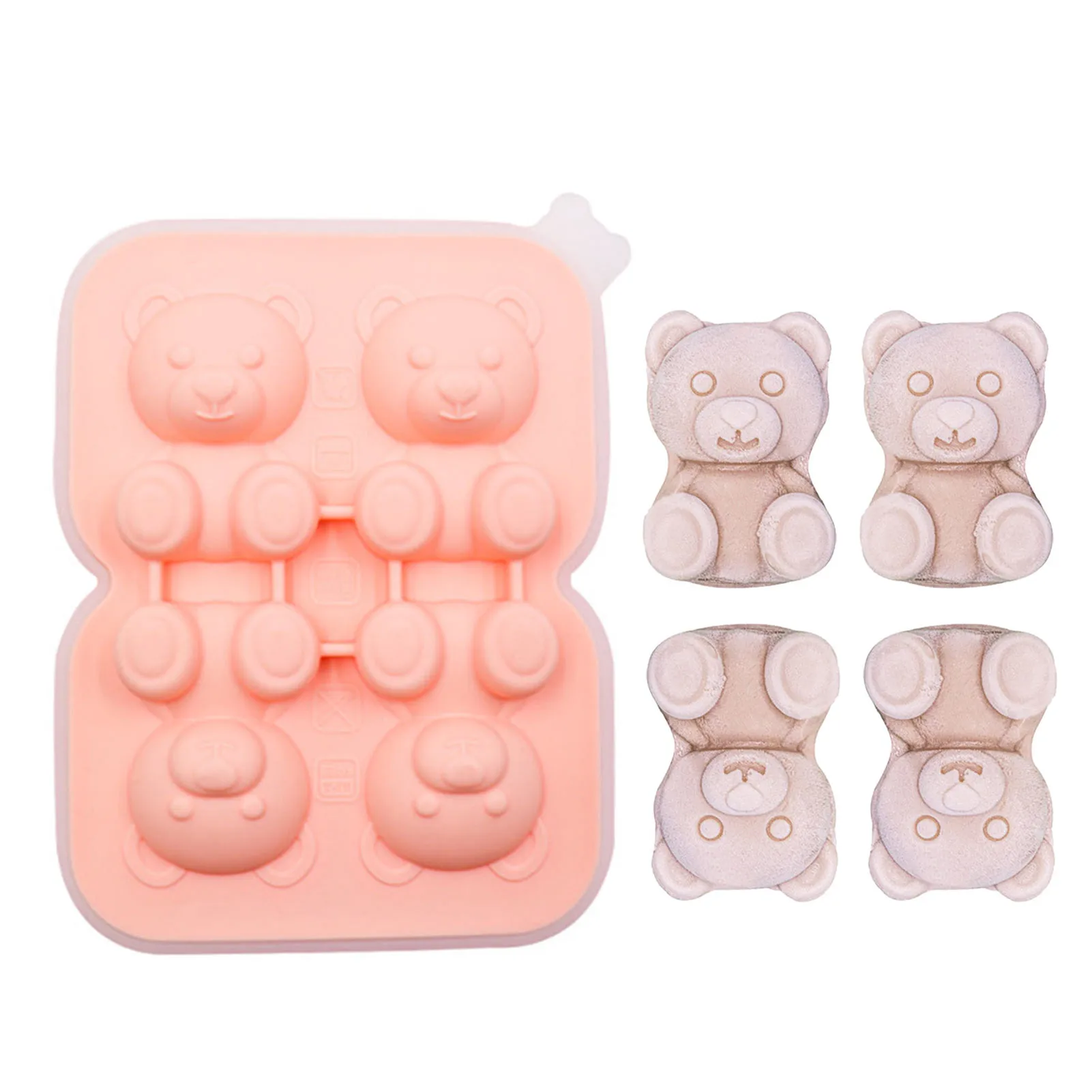 

3D Bear Shape Silicone Mold Bear Shaped Ice Molds Handmade Cute 3D Ice Cubes DIY Beverage Iced Coffee Juice Cocktail Bear