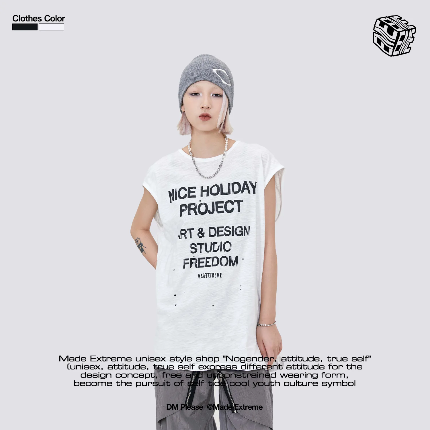 

MADEEXTREME Letter Printed Bamboo Slub Cotton Summer Thin Casual Tank Top for Men and Women