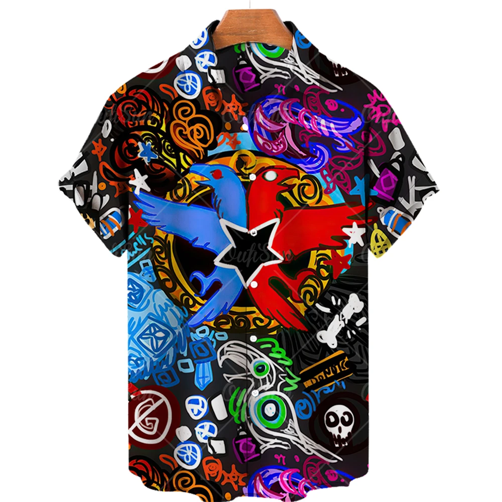 2022 Hawaiian Men's Shirt, 3D Printed Shirt, Euramerican Flower Shirt, Beach Short Sleeve Shirt, Hip-Hop, Harajuku, Large Shirt