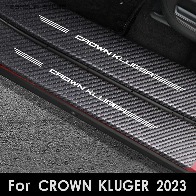 Кожаные наклейки на порог двери автомобиля CROWN KLUGER 2021-2022 2023 2024 защитная пластина