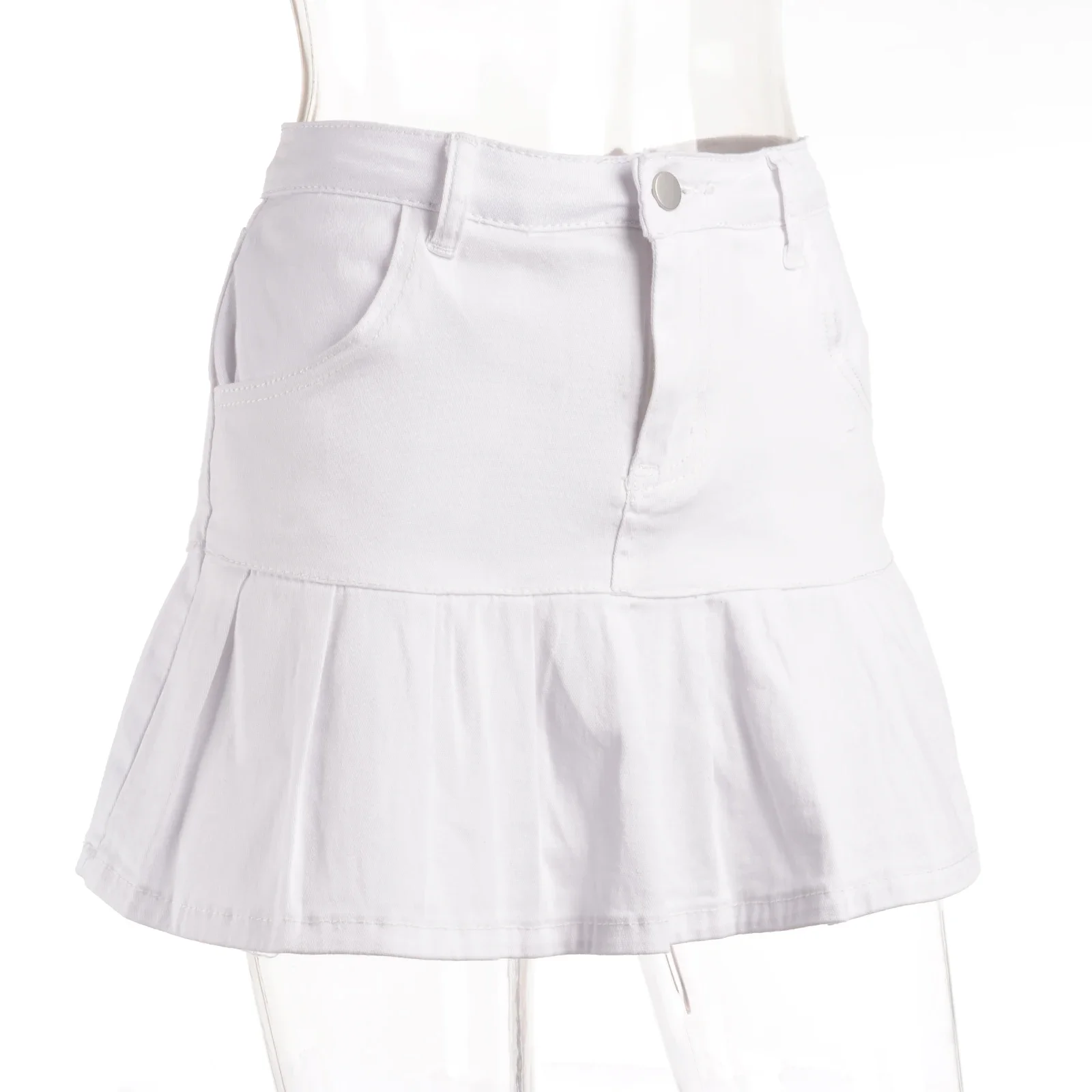 Женская ВИНТАЖНАЯ ДЖИНСОВАЯ мини-юбка с высокой талией и карманами