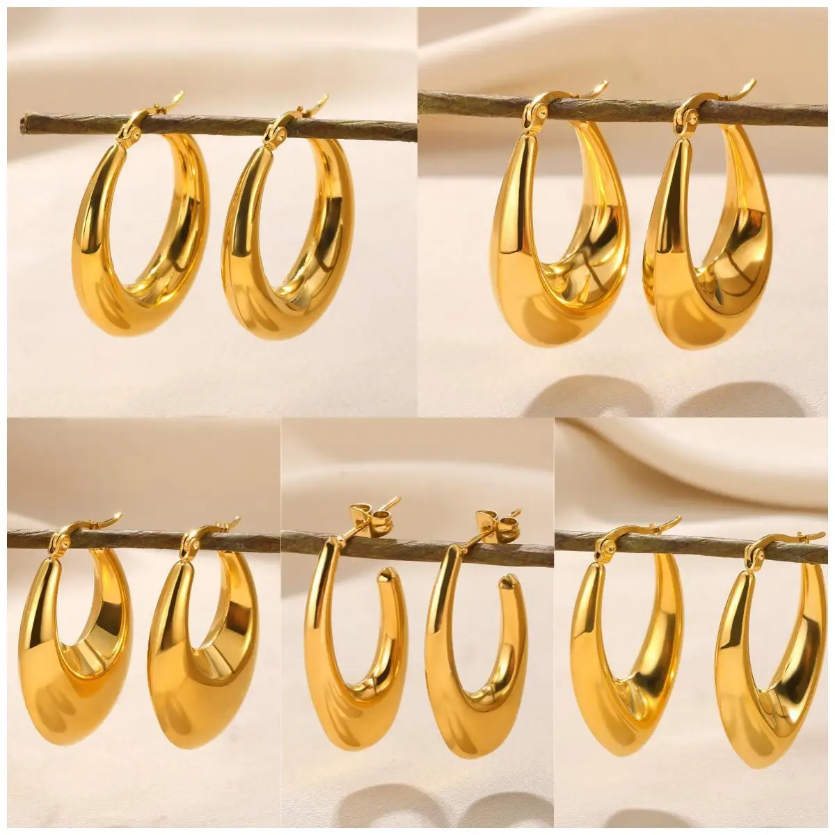 

Stainless Steel Teardrop Earrings Gold Color Geometric Ear Stud Nail Fashion Charm Jewelry Accessories For Women Gift