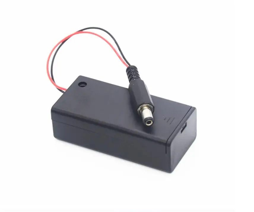 600pcs/lot MasterFire Plastic 1 X 6F22 Battery Holder Storage Box Case with Switch 9V Batteries Cover with DC 2.1*5.5mm Plug