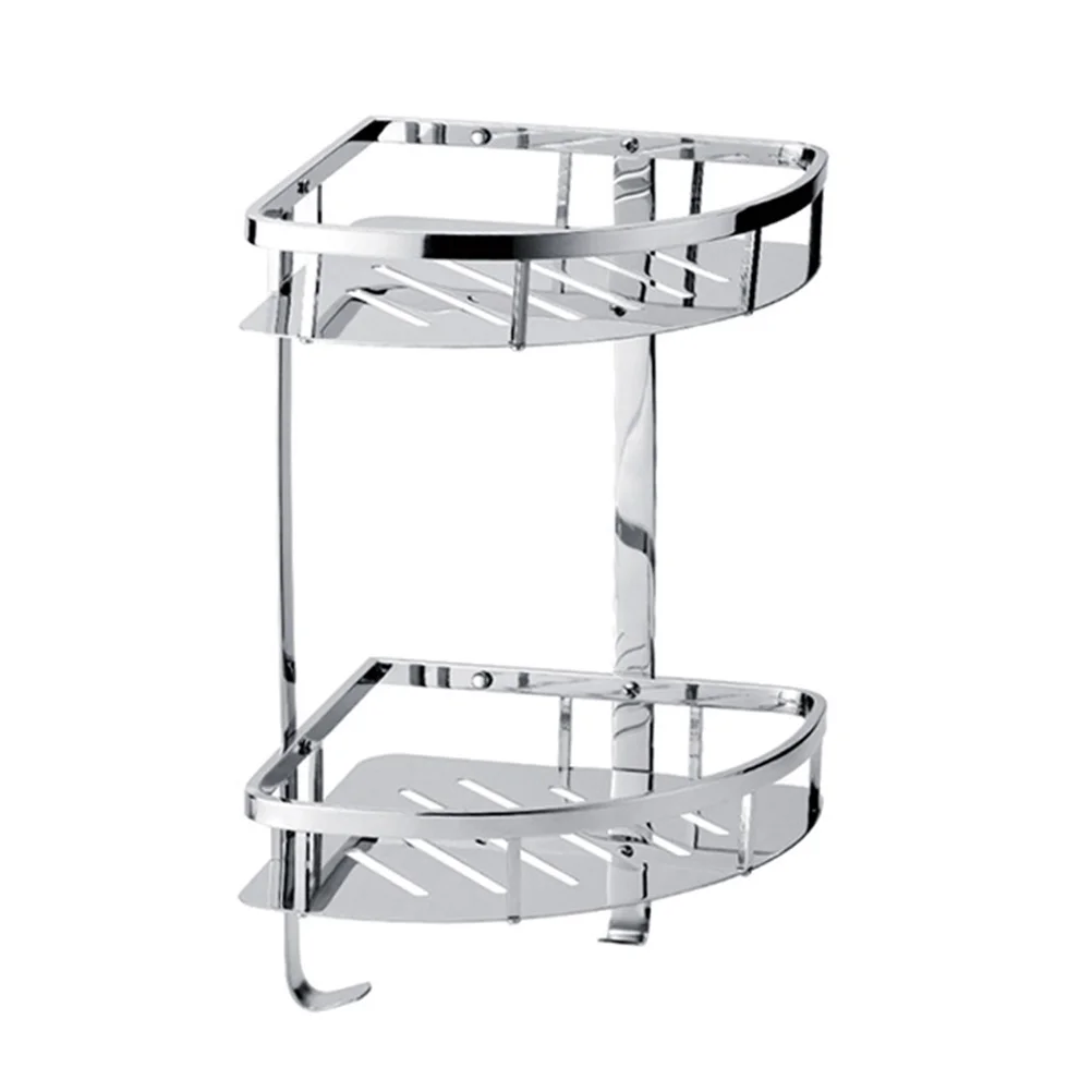 

Stainless Steel Triangle Double Layer Corner Basket Storage Rack Storage Holder