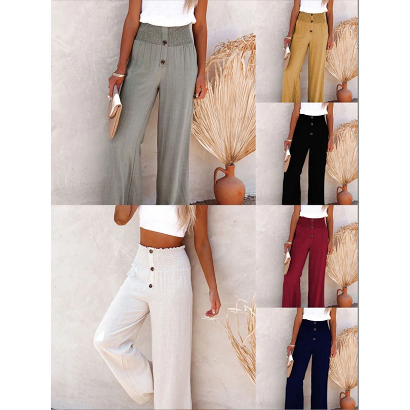 Women Straight Trousers Summer High Waist Pure Color Cotton Linen Pants 2023 Trousers Oversize Woman Pants Streetwear Y2K